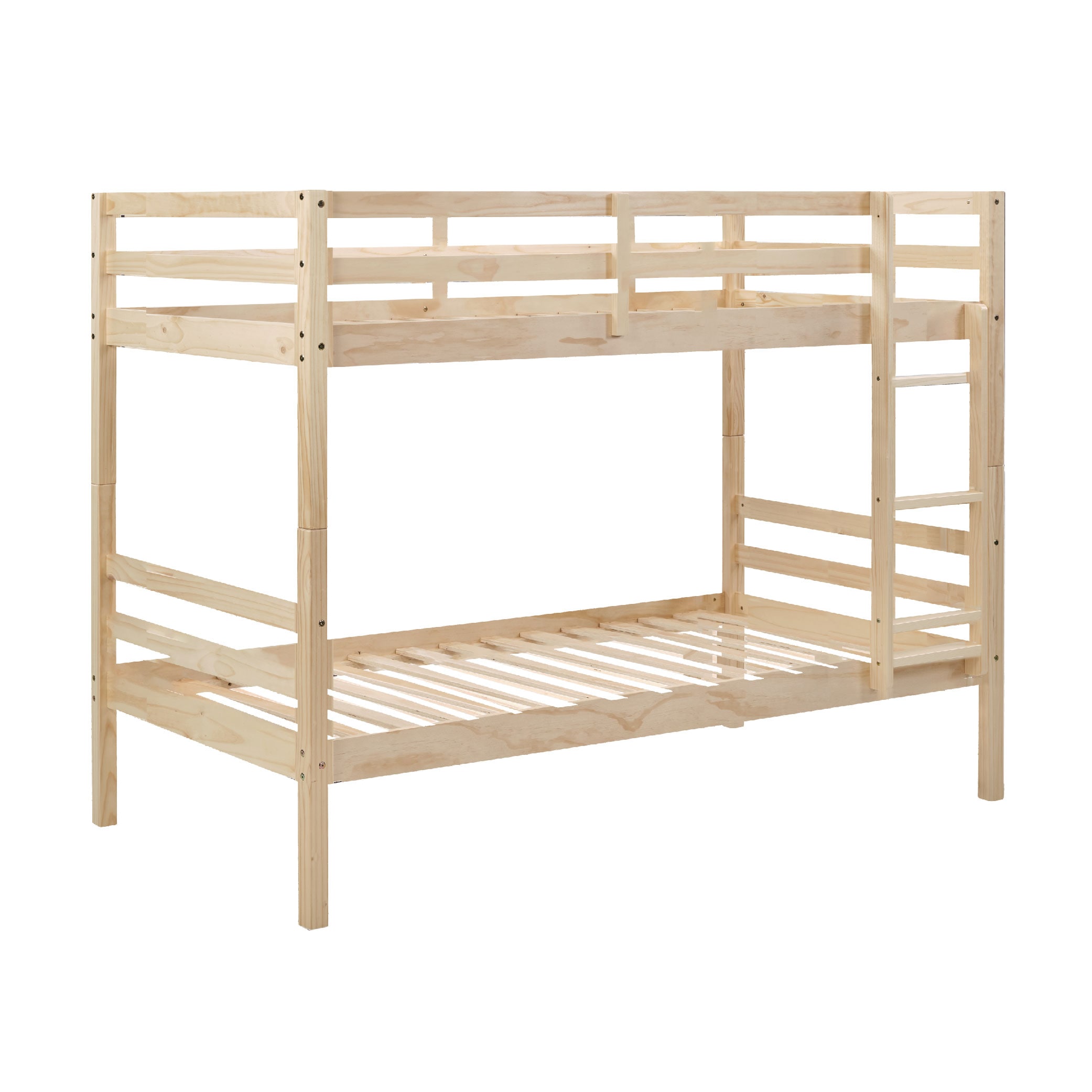 Twin Over Twin Bunk Bed With Ladder,Wooden Bunk Bed With High Guardrail And Ladder For Kids, Teens, Dorm Rooms, And Guest Rooms,No Box Spring Needed,White_voghion.com
